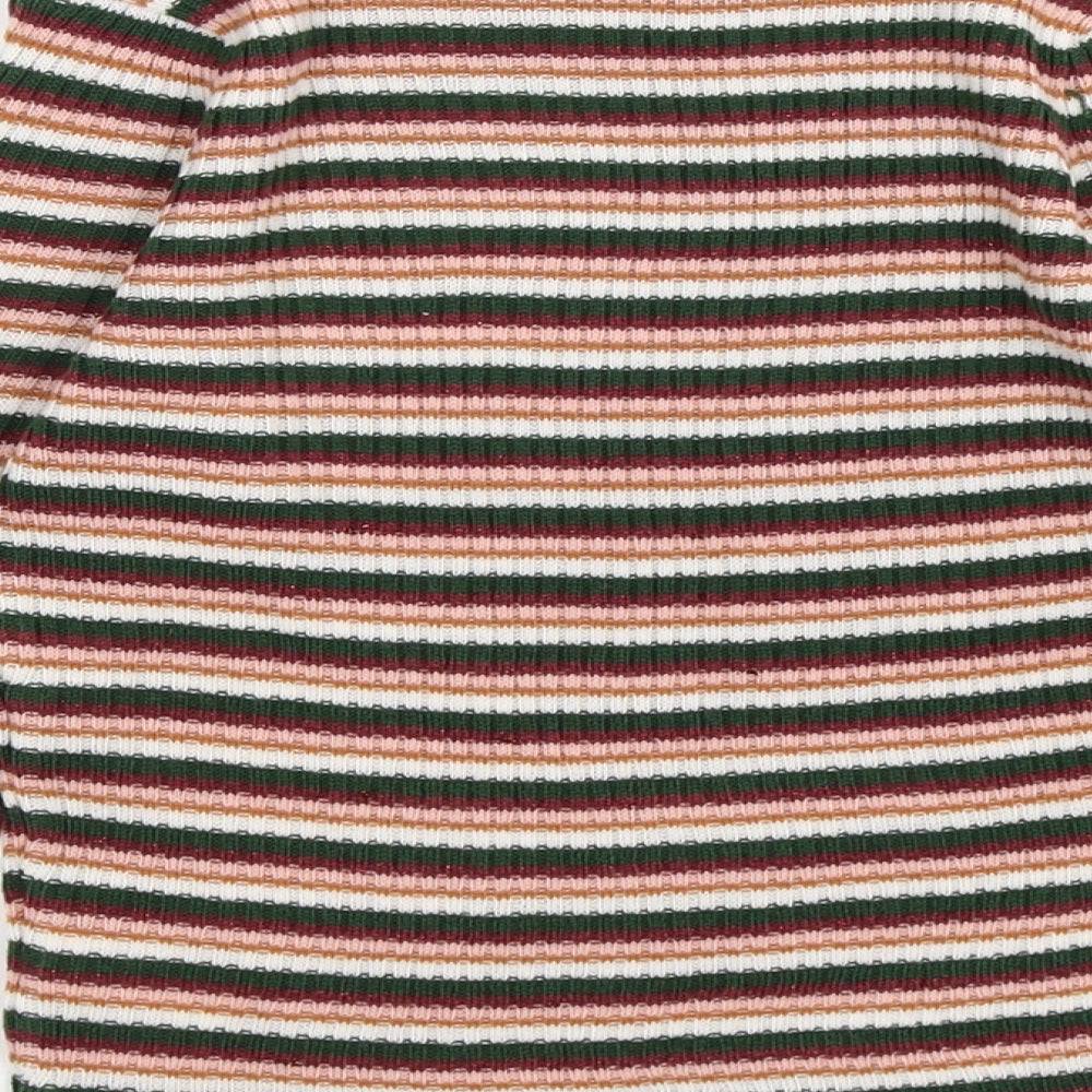 TU Girls Pink Striped Knit Pullover Jumper Size 7 Years