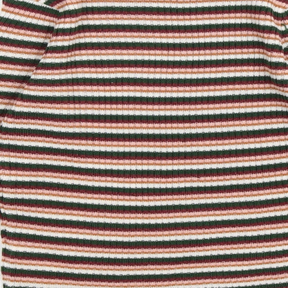 TU Girls Pink Striped Knit Pullover Jumper Size 7 Years