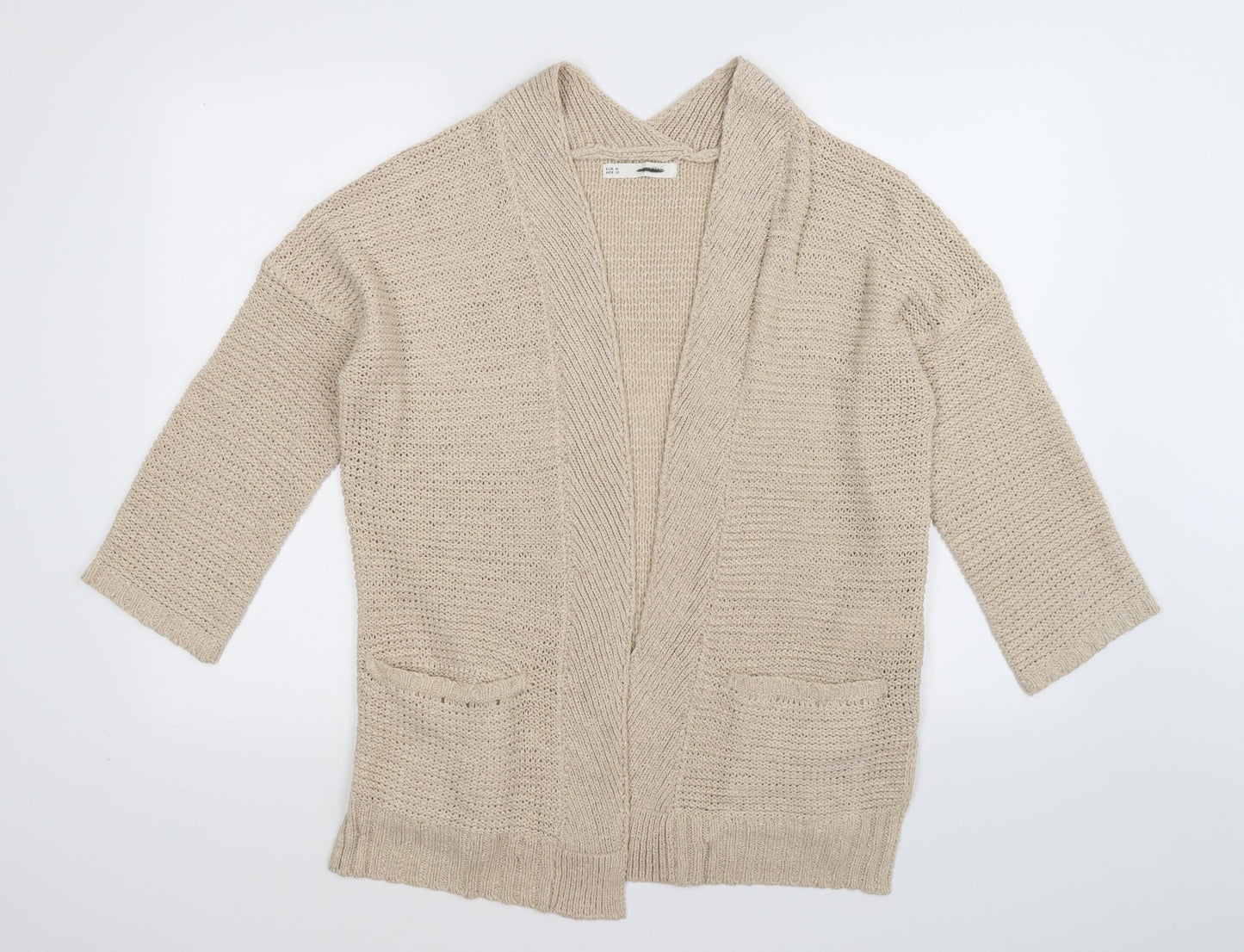 sfara Womens Beige  Knit Cardigan Jumper Size M