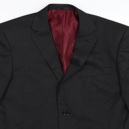F&F Mens Black Striped  Jacket Suit Jacket Size 38