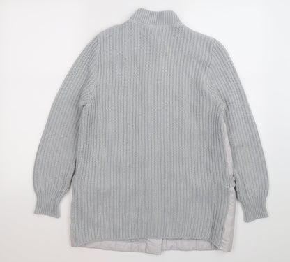 St Michaels  Womens Grey Striped Knit Cardigan Jumper Size 14