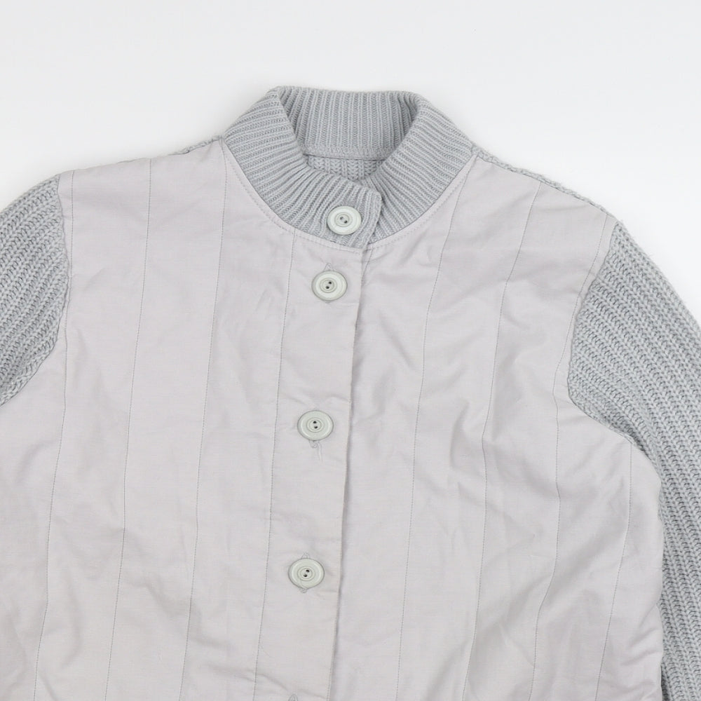 St Michaels  Womens Grey Striped Knit Cardigan Jumper Size 14