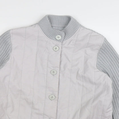 St Michaels  Womens Grey Striped Knit Cardigan Jumper Size 14