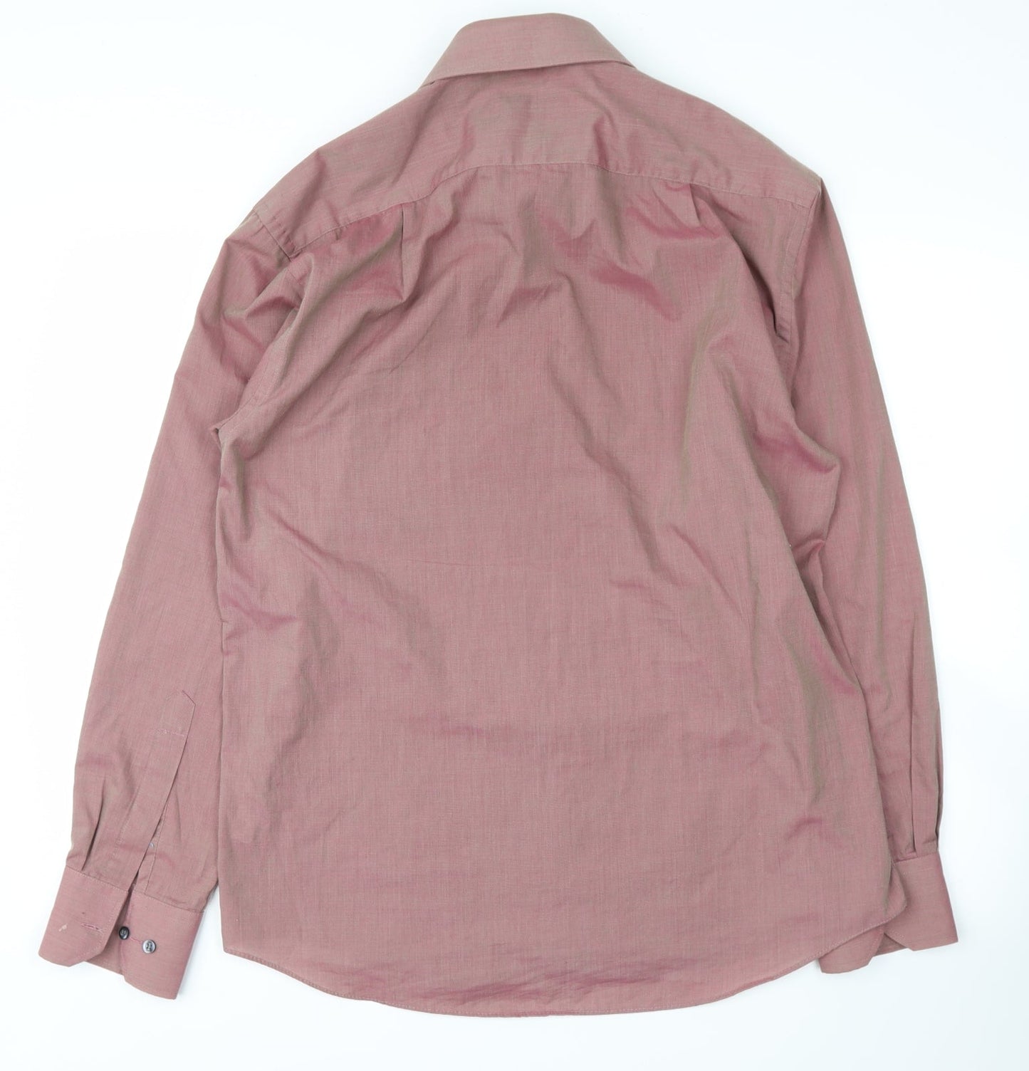 Mens UK Size 15.5 easy care Pink  Button-Up Long Sleeve Casual Shirt