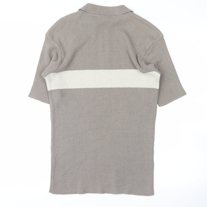 Next Womens Grey Striped  Pullover Jumper Size M