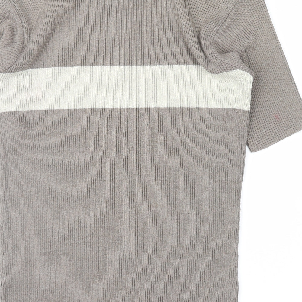 Next Womens Grey Striped  Pullover Jumper Size M