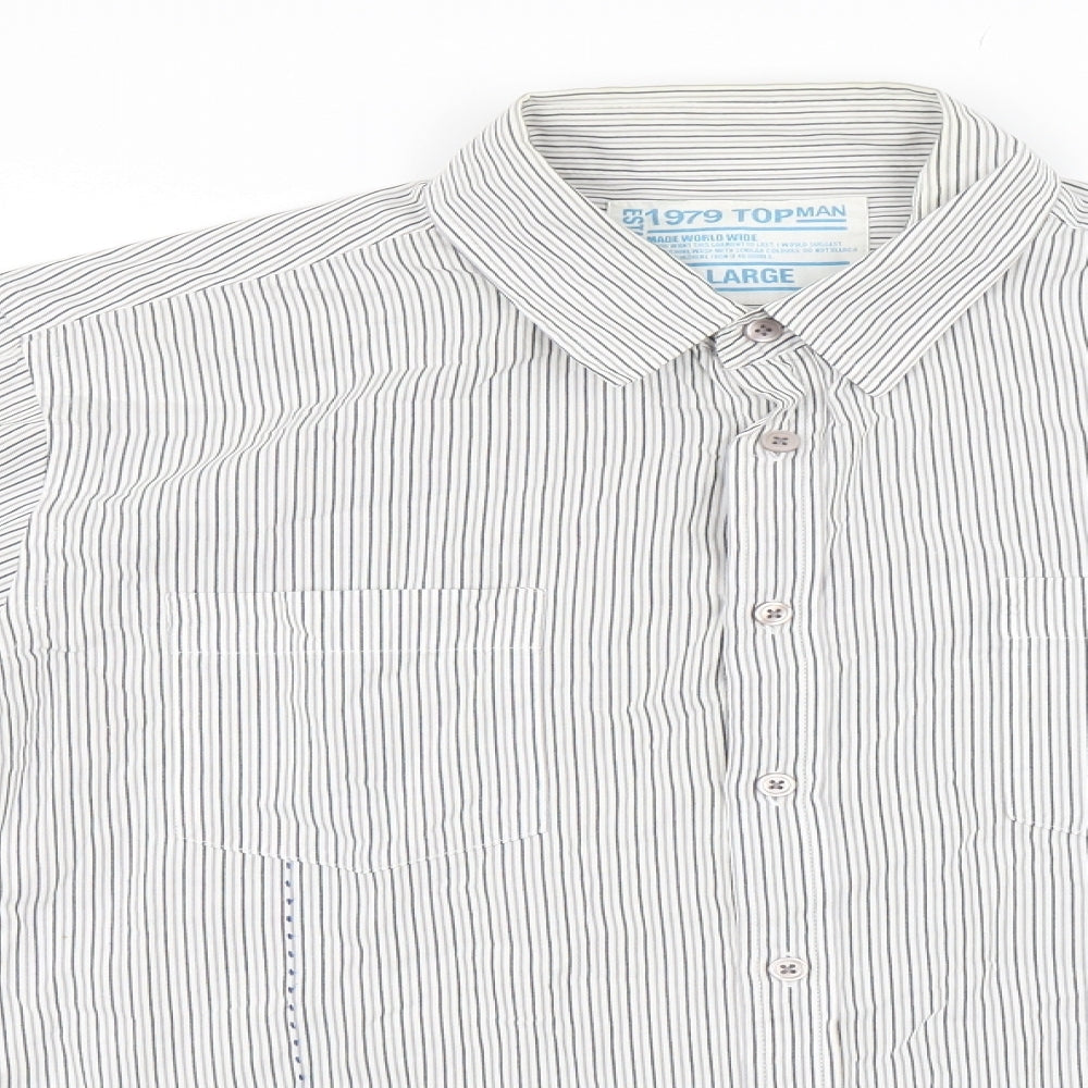Mens UK Size L Topman White  Button-Up Long Sleeve Casual Shirt