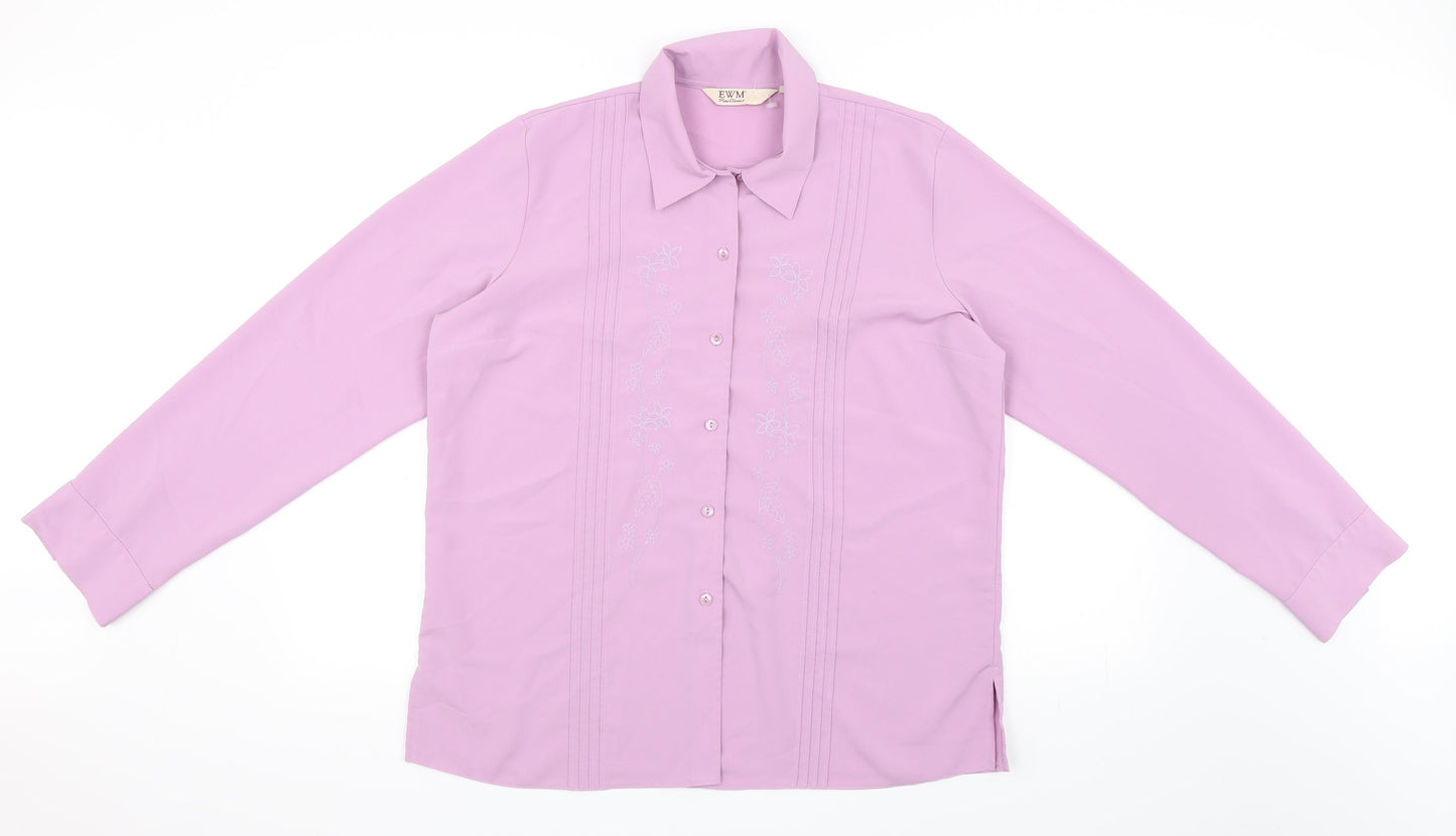 Womens UK Size 16 EWM Purple Basic Button-Up