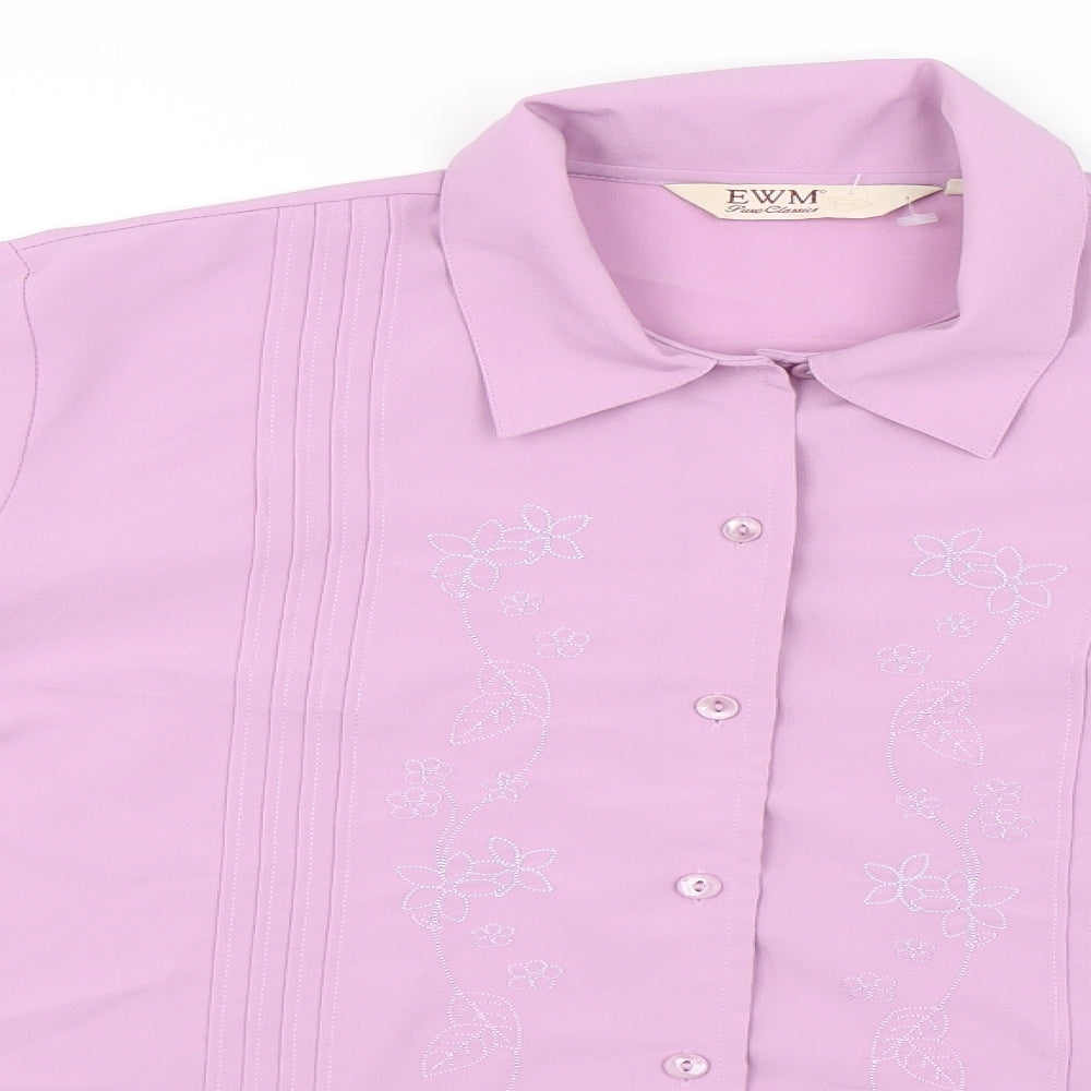 Womens UK Size 16 EWM Purple Basic Button-Up