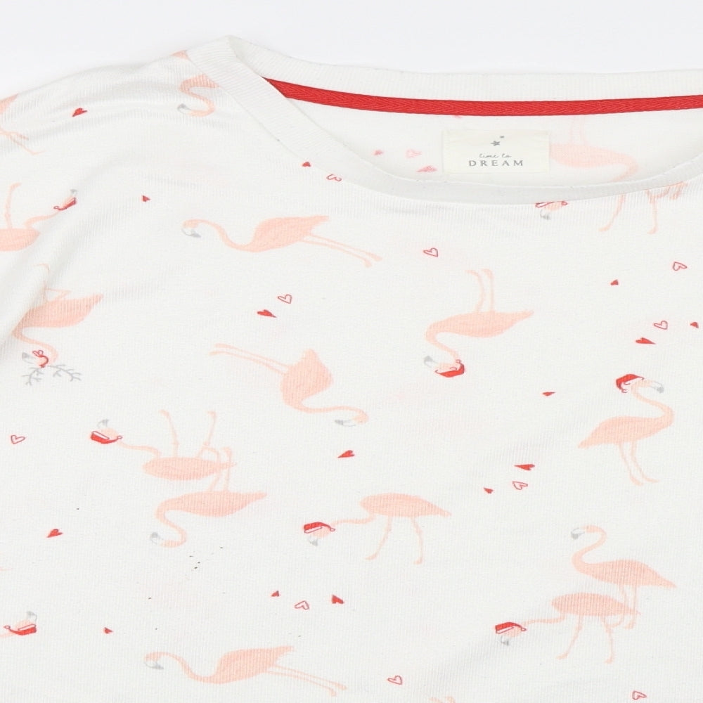 Matalan Womens White Animal Print  Pullover Sweatshirt Size L  - Flamingos