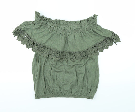 Miss Selfridge Womens Green   Basic T-Shirt Size 8