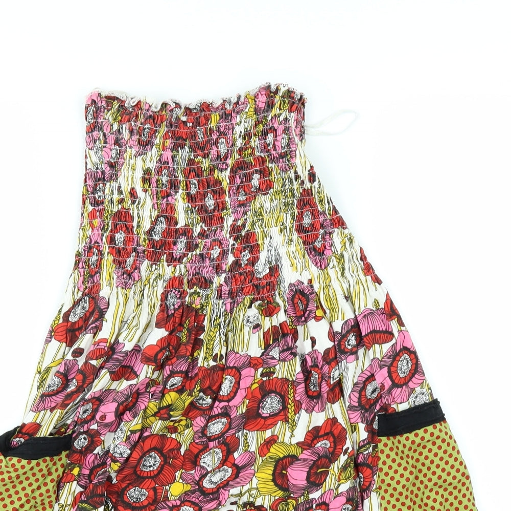Preworn Girls White Floral  Fit & Flare  Size L