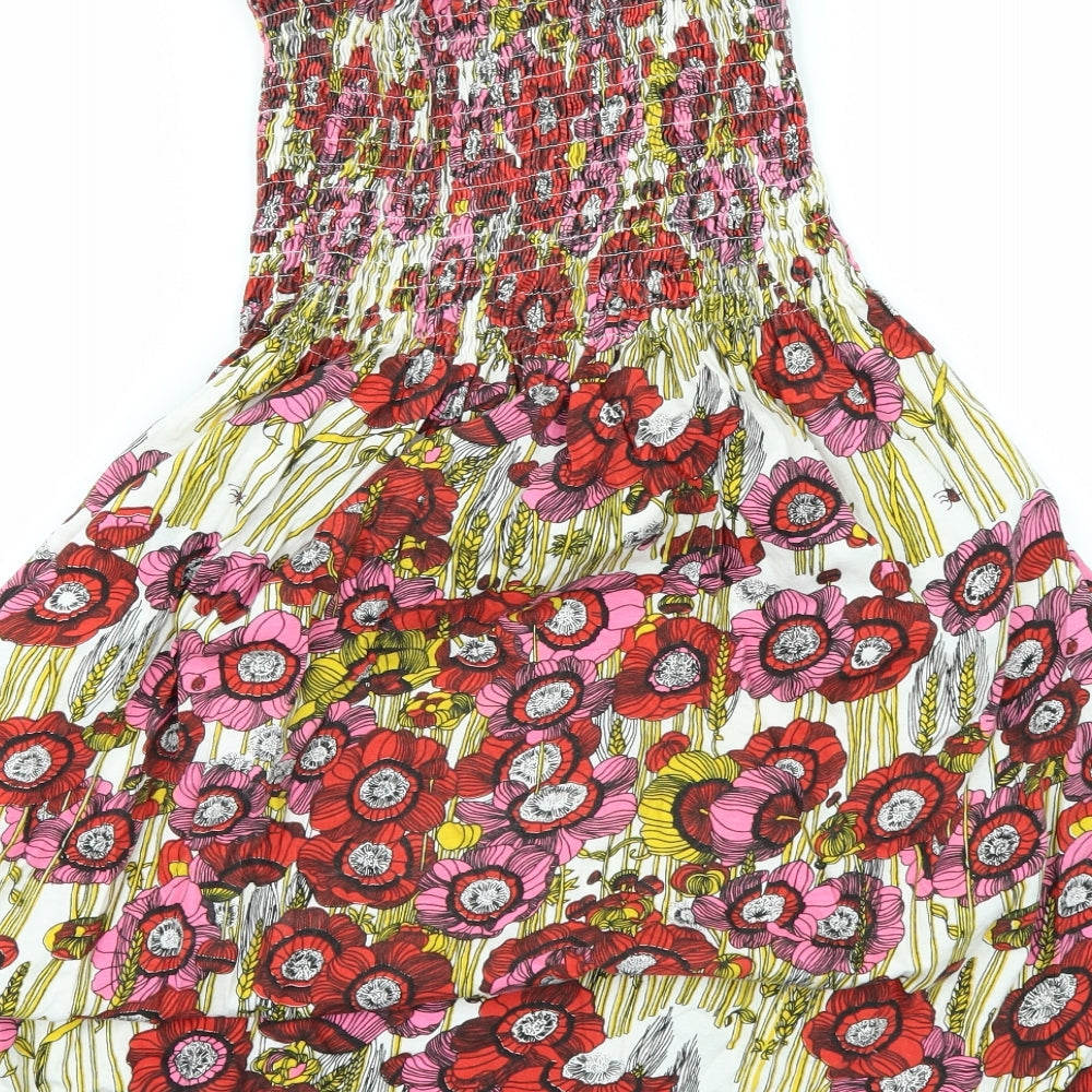 Preworn Girls White Floral  Fit & Flare  Size L