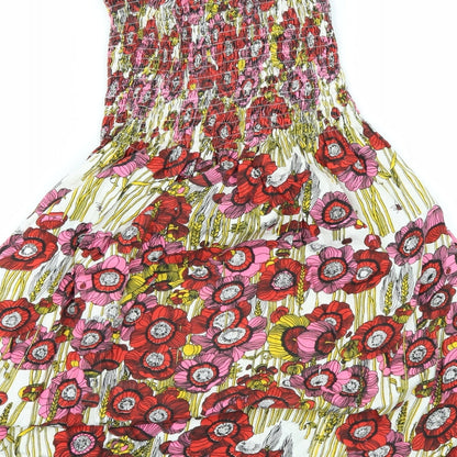 Preworn Girls White Floral  Fit & Flare  Size L