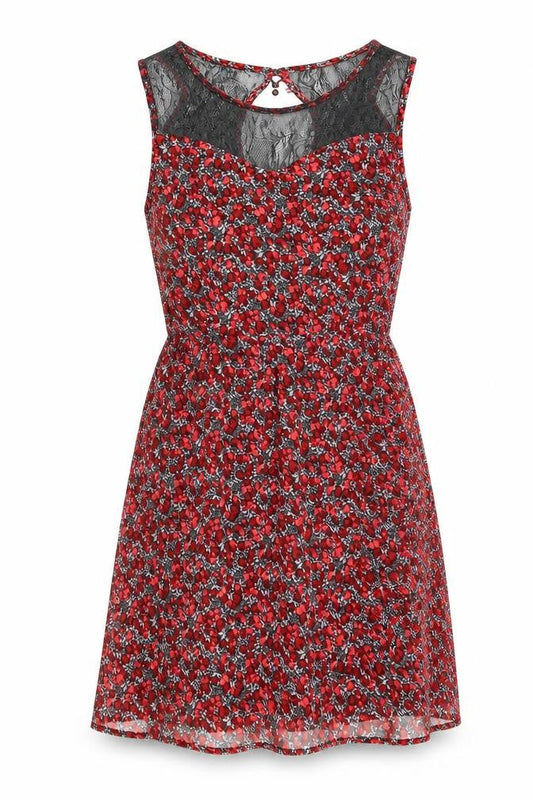 Only Womens Red Floral  Fit & Flare  Size 6