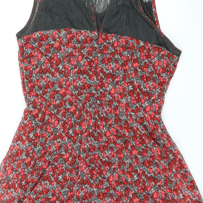 Only Womens Red Floral  Fit & Flare  Size 6
