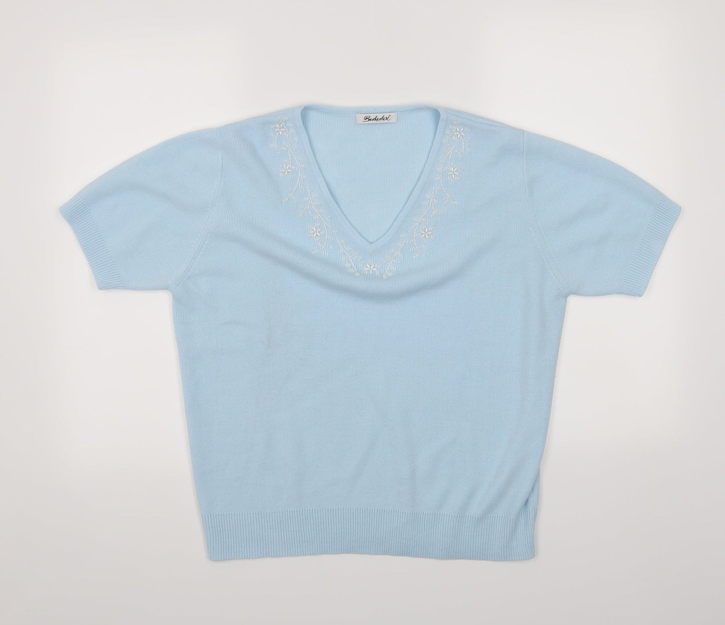 Womens UK Size 14 Berkertex Blue Basic T-Shirt
