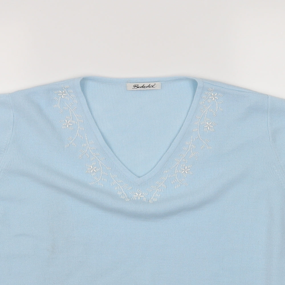 Womens UK Size 14 Berkertex Blue Basic T-Shirt