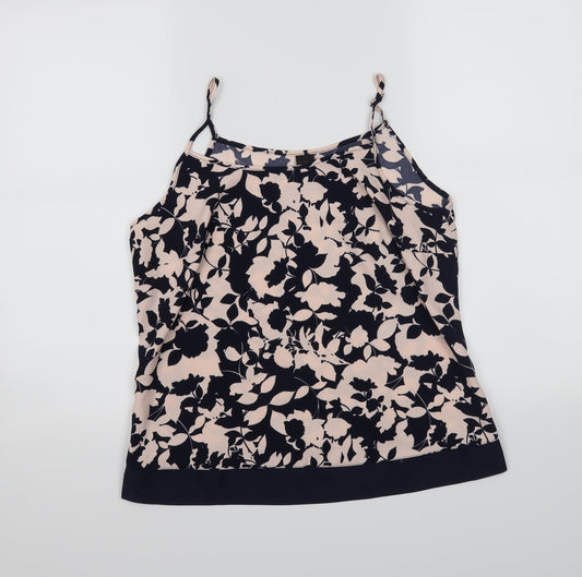 TU Womens Blue Floral  Basic Tank Size 12