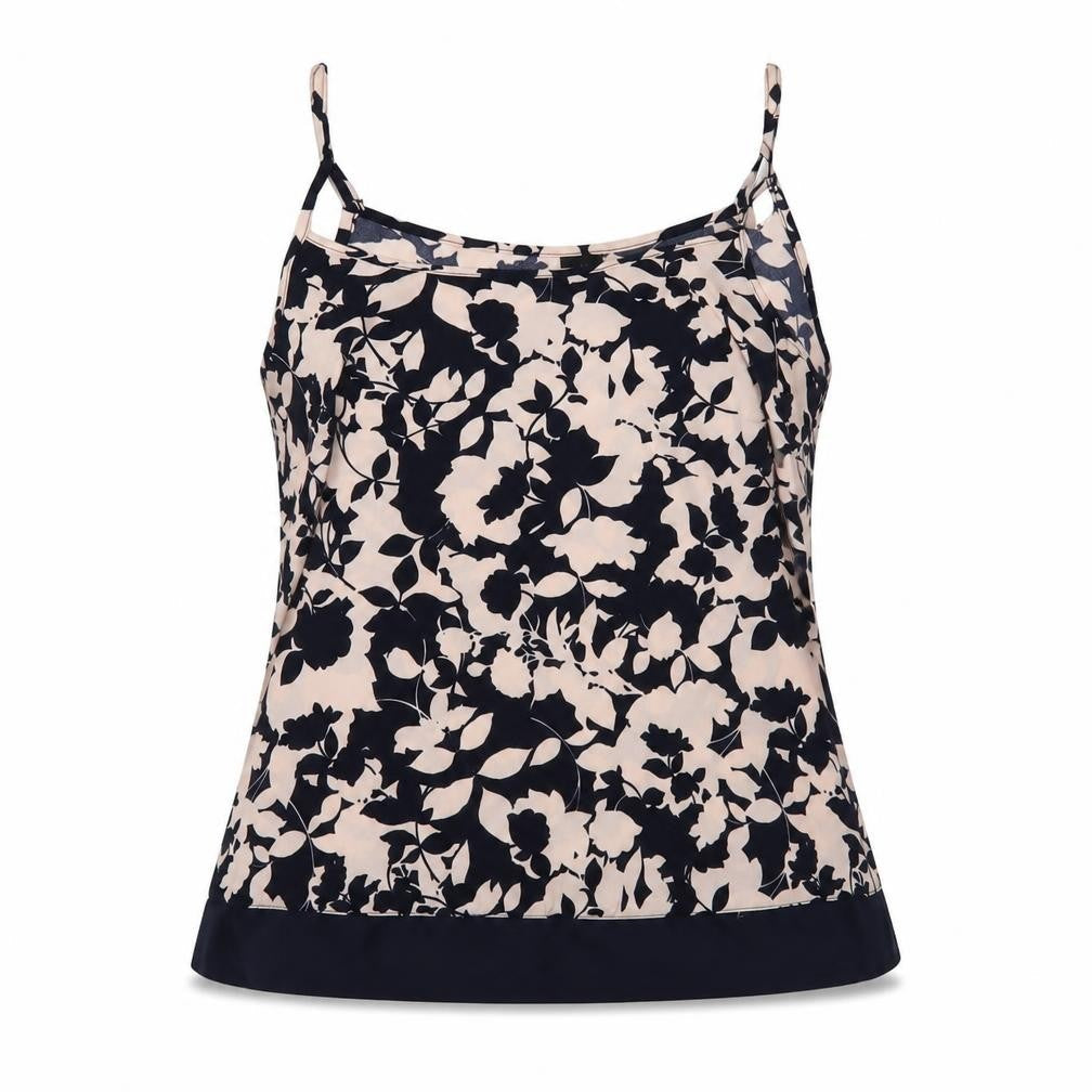 Tu Womens Blue Floral  Basic Tank Size 12