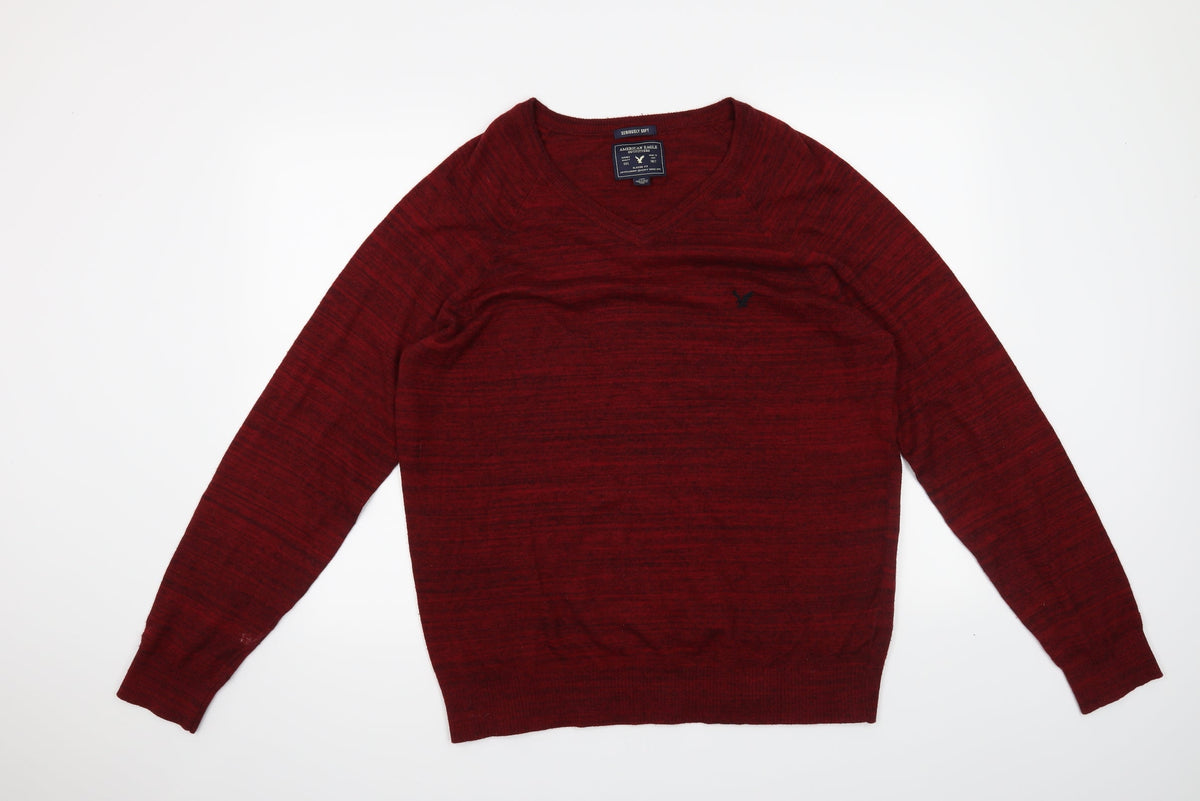 American Eagle Mens Red   Pullover Jumper Size L