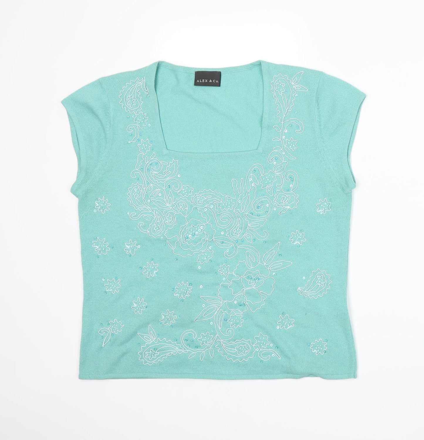 Womens UK Size 14 Alex & Co Green Basic T-Shirt