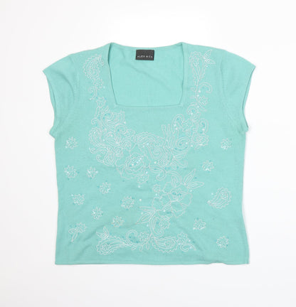 Womens UK Size 14 Alex & Co Green Basic T-Shirt