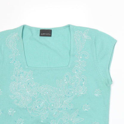 Womens UK Size 14 Alex & Co Green Basic T-Shirt
