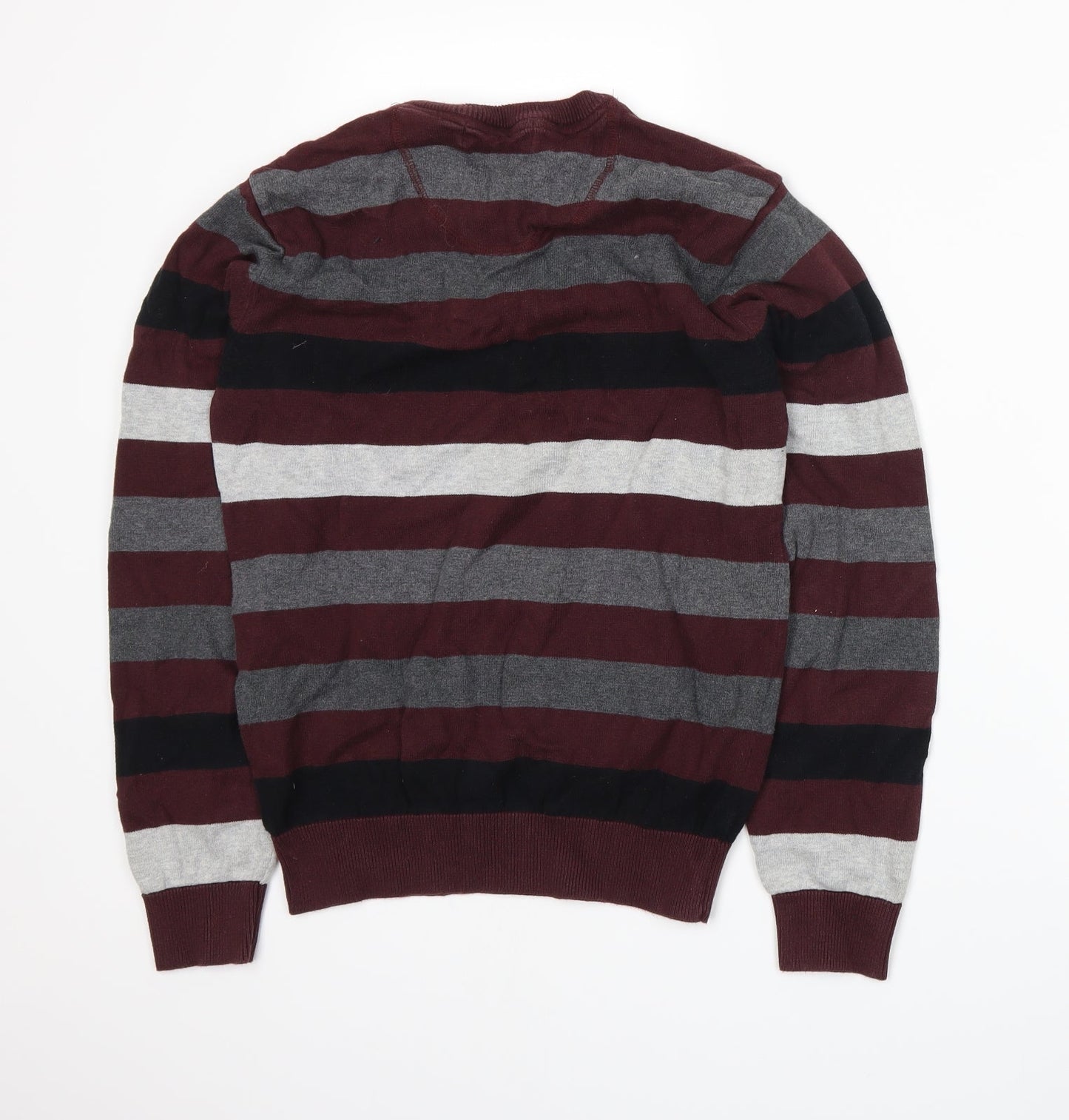Cedar Wood State Mens Red Striped  Henley Jumper Size S