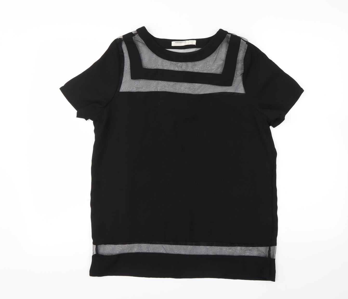 Womens UK Size S vera&lucy Black Basic Blouse