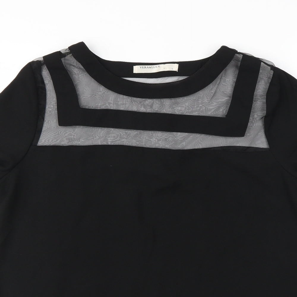 Womens UK Size S vera&lucy Black Basic Blouse