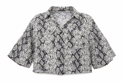 Womens UK Size M Bershka Multicoloured Cropped Button-Up