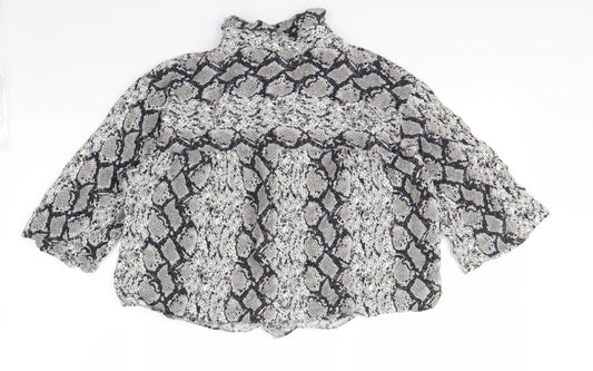 Bershka Womens Multicoloured Animal Print  Cropped Button-Up Size M