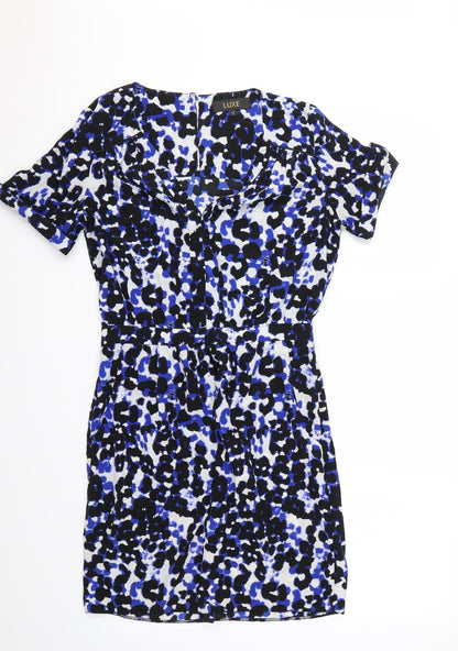 Luxe Womens Black Animal Print  Fit & Flare  Size 10