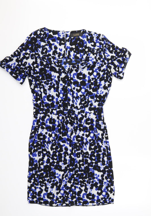 Luxe Womens Black Animal Print  Fit & Flare  Size 10