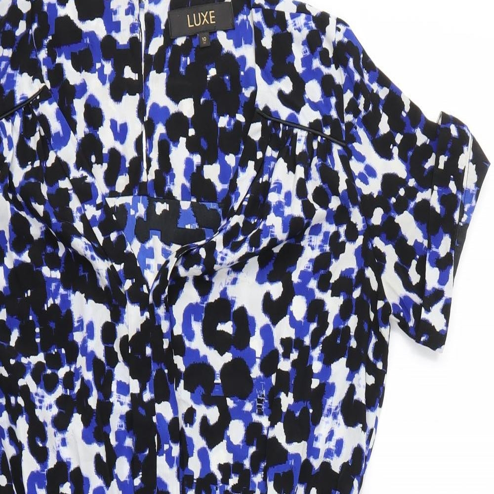 Luxe Womens Black Animal Print  Fit & Flare  Size 10