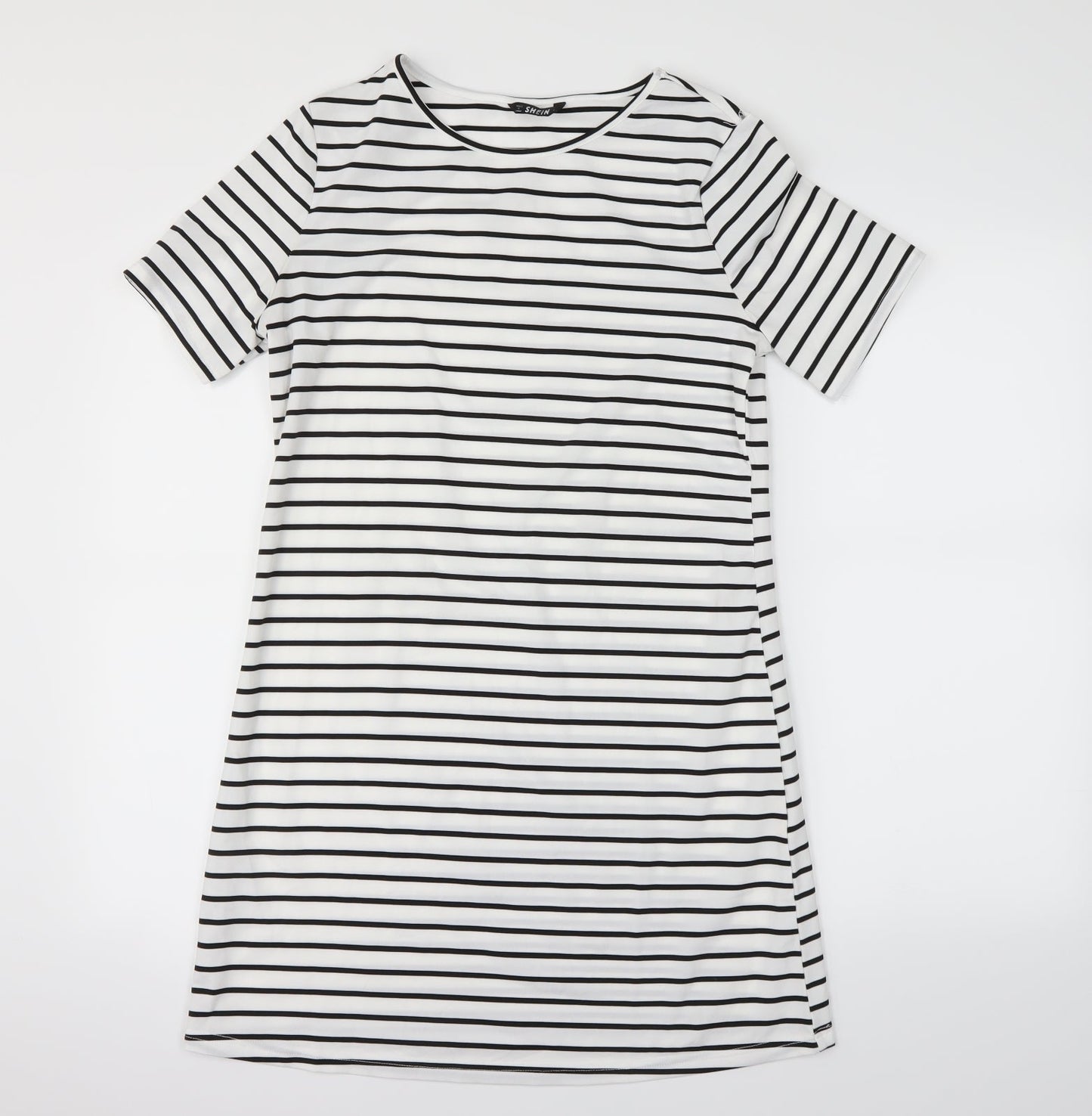 Shein  Womens Silver Striped  T-Shirt Dress  Size S