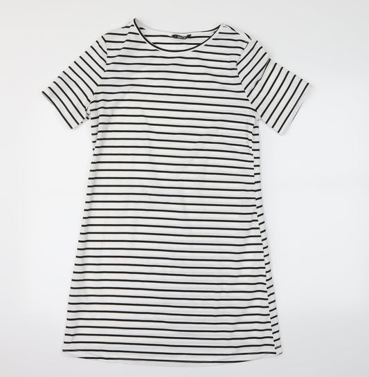 Shein  Womens Silver Striped  T-Shirt Dress  Size S