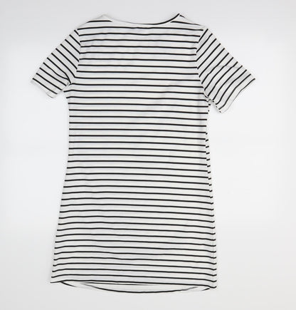 Shein  Womens Silver Striped  T-Shirt Dress  Size S