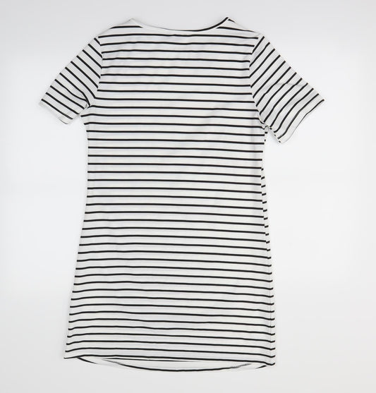 Shein  Womens Silver Striped  T-Shirt Dress  Size S