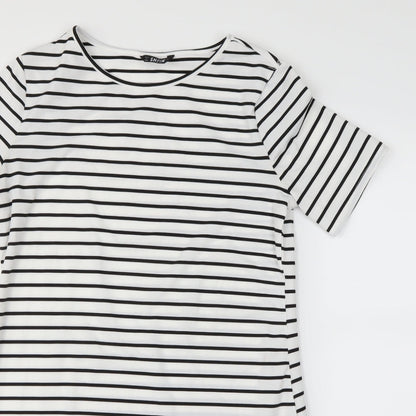 Shein  Womens Silver Striped  T-Shirt Dress  Size S