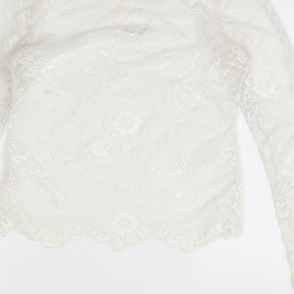 charlotte & co Womens White Floral  Basic Blouse Size S
