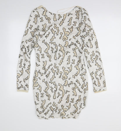 Zara Womens White Animal Print  Mini  Size M
