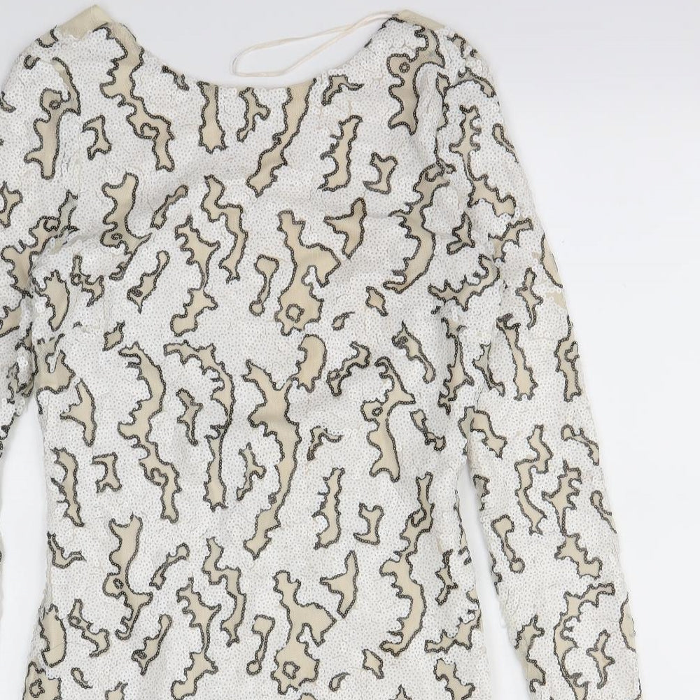 Zara Womens White Animal Print  Mini  Size M