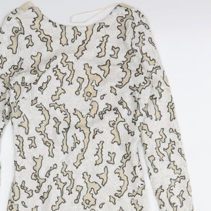 Zara Womens White Animal Print  Mini  Size M