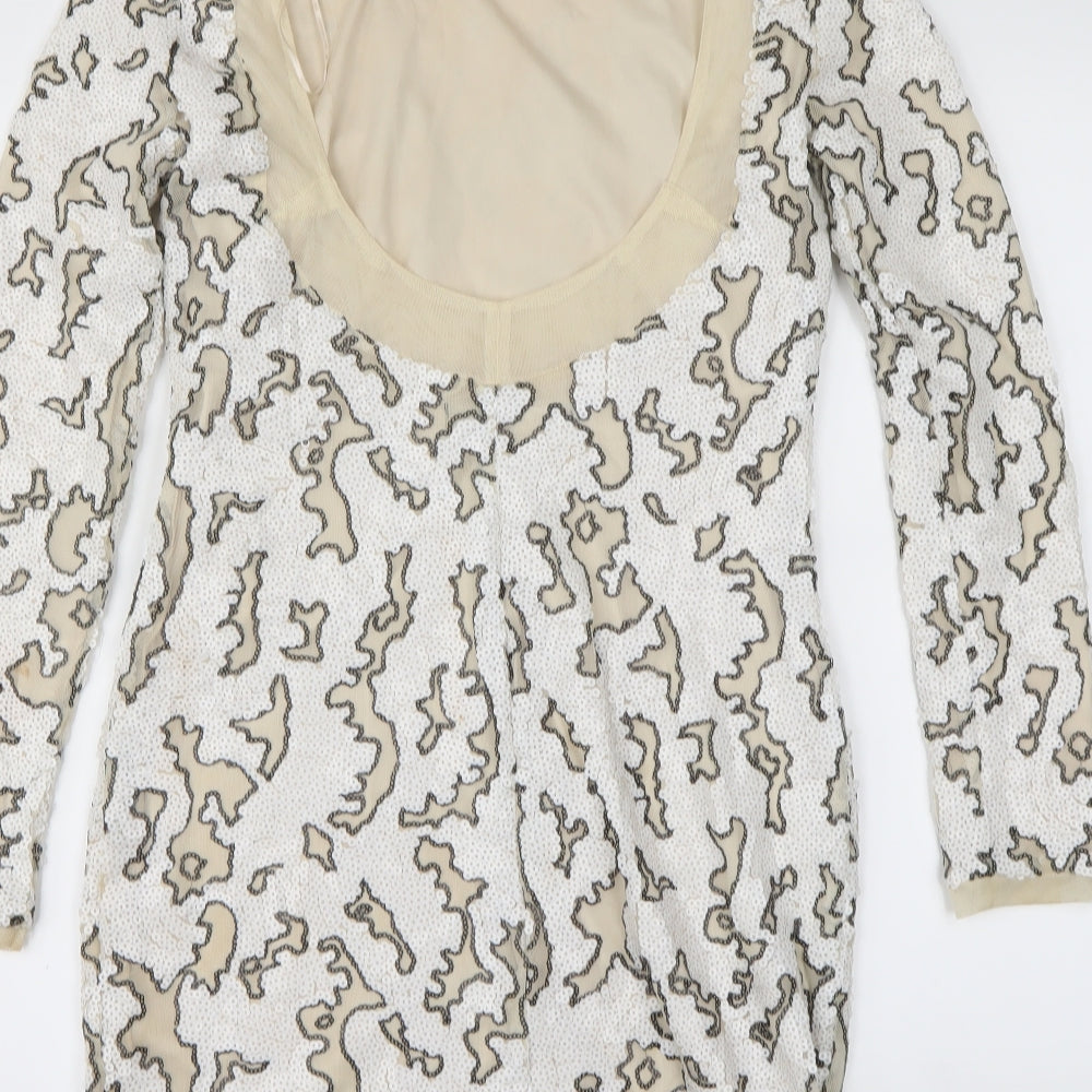 Zara Womens White Animal Print  Mini  Size M