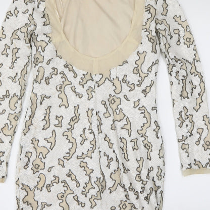 Zara Womens White Animal Print  Mini  Size M