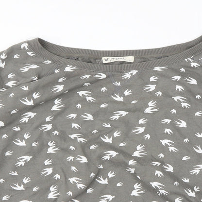 Original Essentials Womens Grey Animal Print  Pullover Jumper Size L