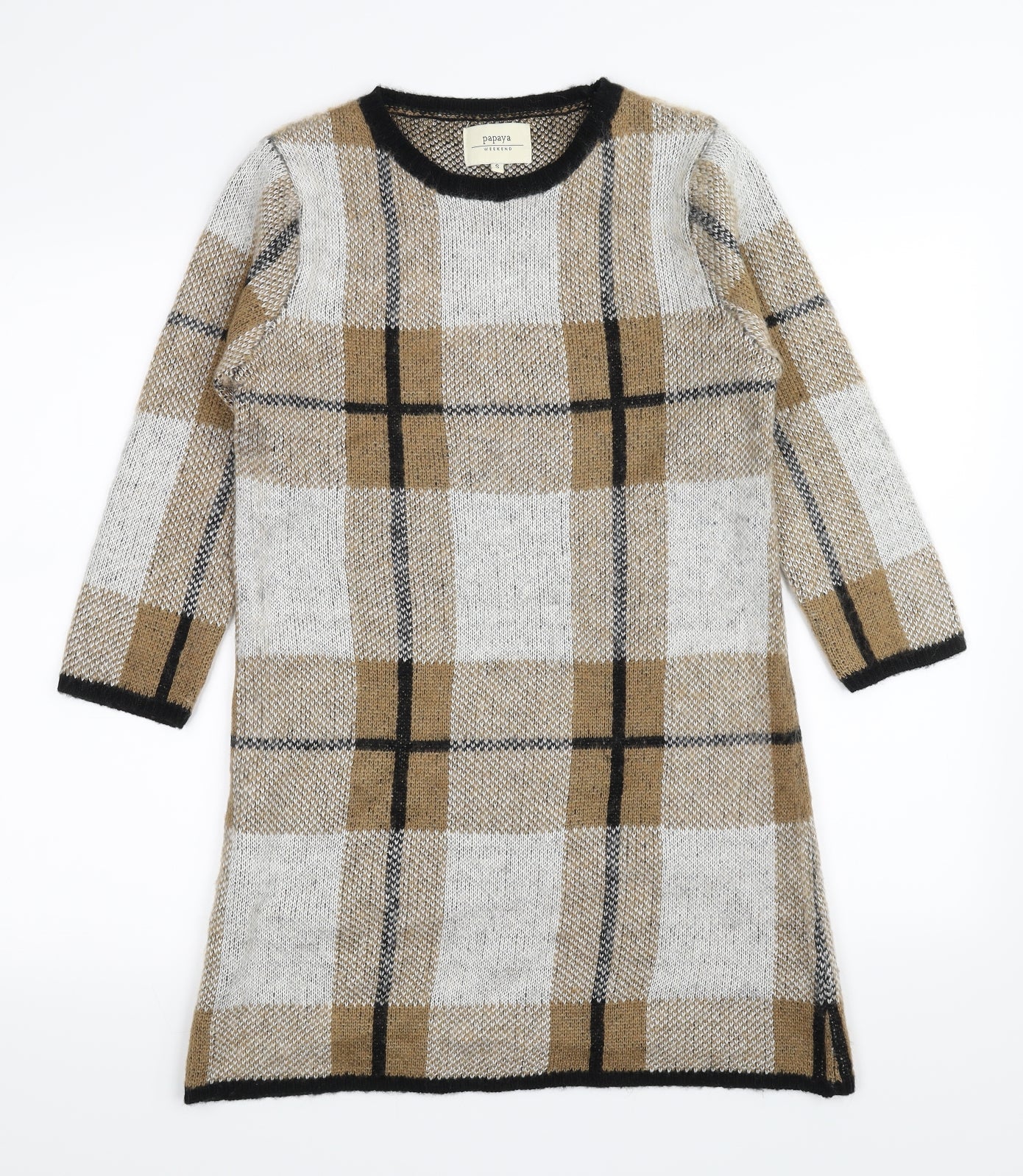 Papaya Womens Brown Plaid  Bodycon  Size S