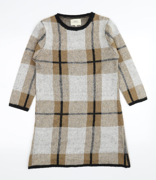 Papaya Womens Brown Plaid  Bodycon  Size S